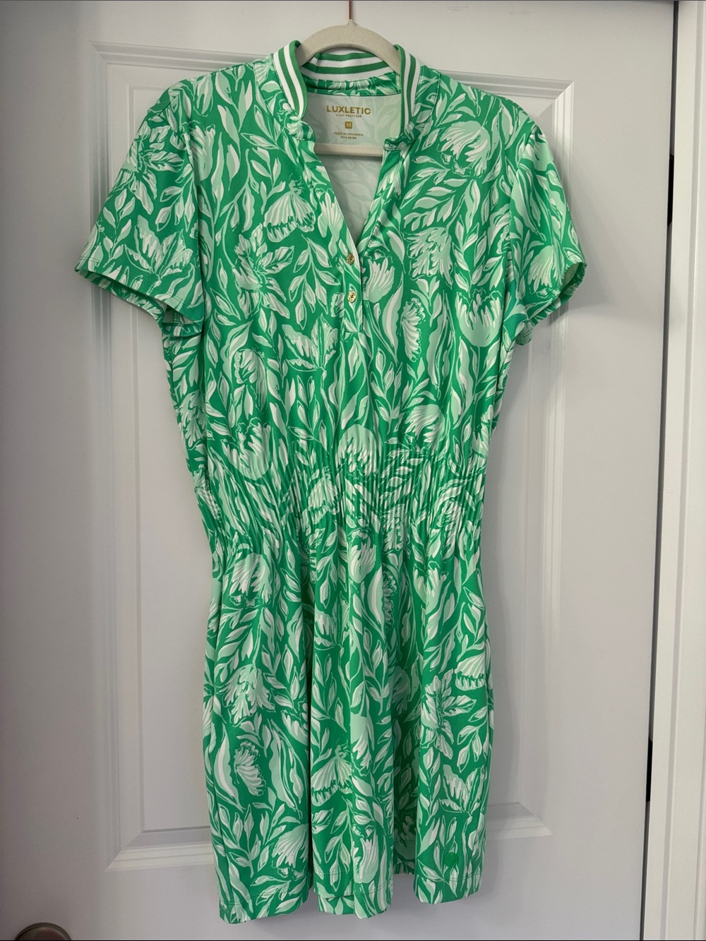 Lilly Pulitzer Green and White Floral Love Collared  Luxletic Dress